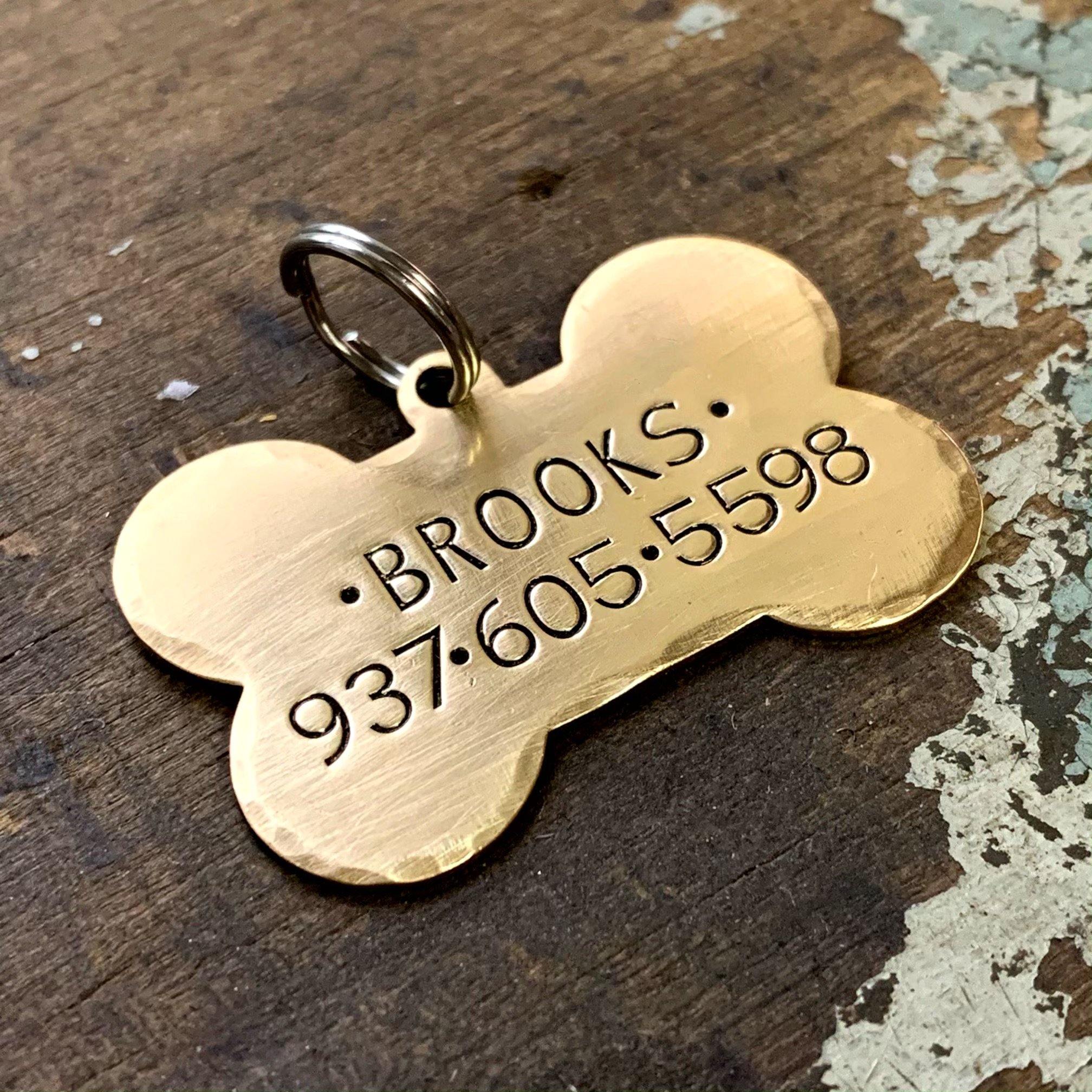 Bone Shaped Brass Personalized Dog ID Tag - Kyleemae Designs – KyleeMae  Designs